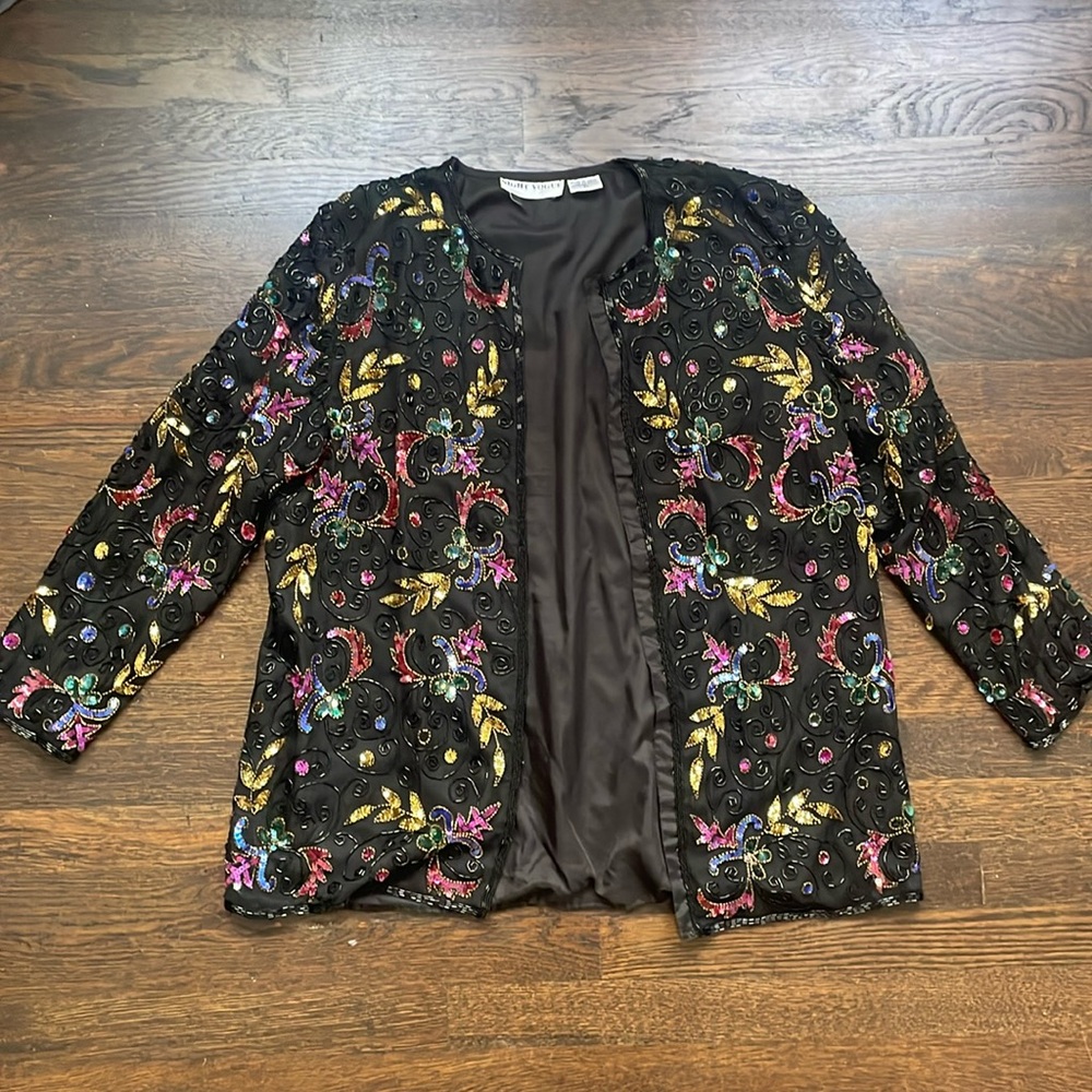 Night vogue black rainbow sequin cardigan